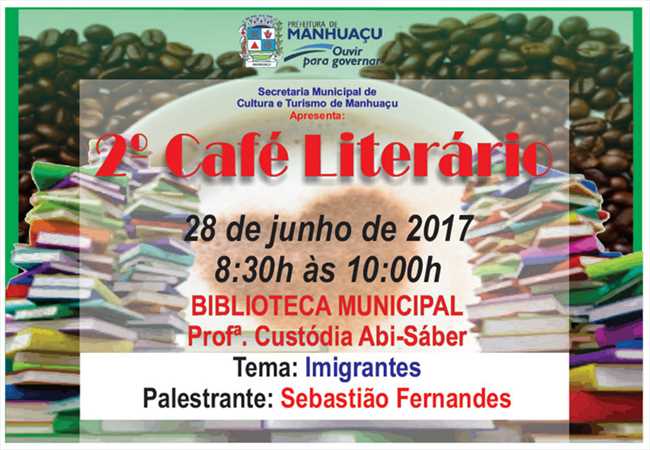 2º Café Literário será realizado nesta quarta-feira, dia 28